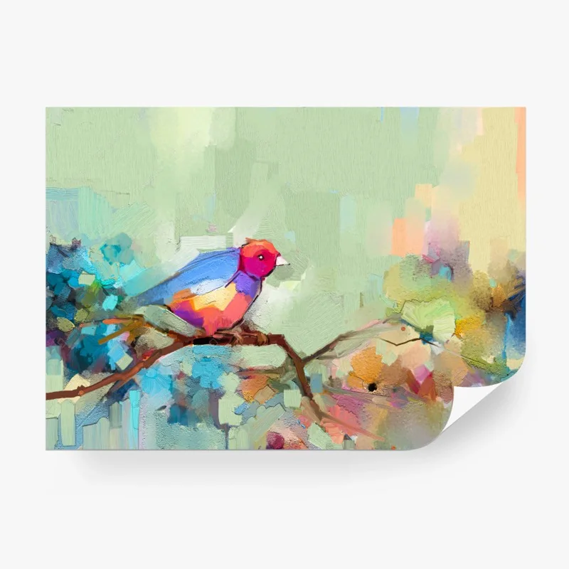 Carta da parati uccello primaverile in colori vivaci
