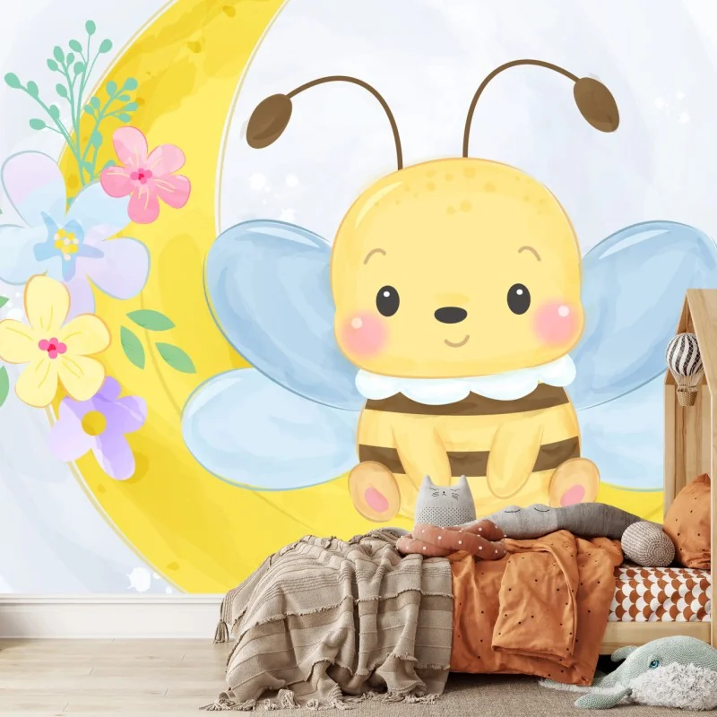 Carta da parati piccola ape sulla luna