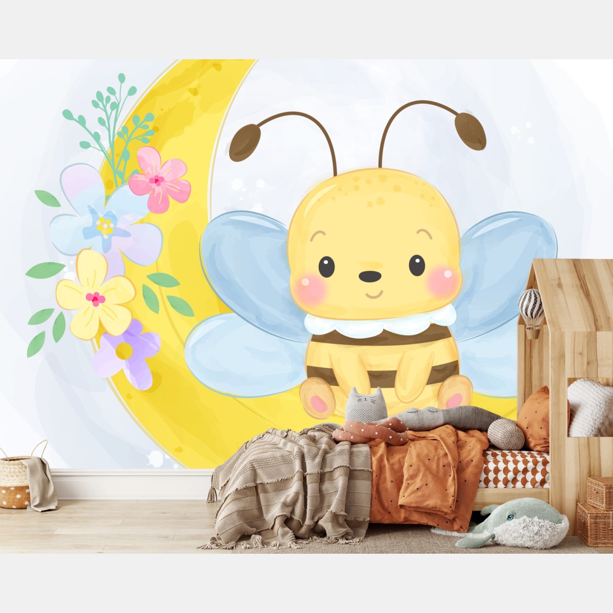 Carta da parati piccola ape sulla luna • Wallissimo®