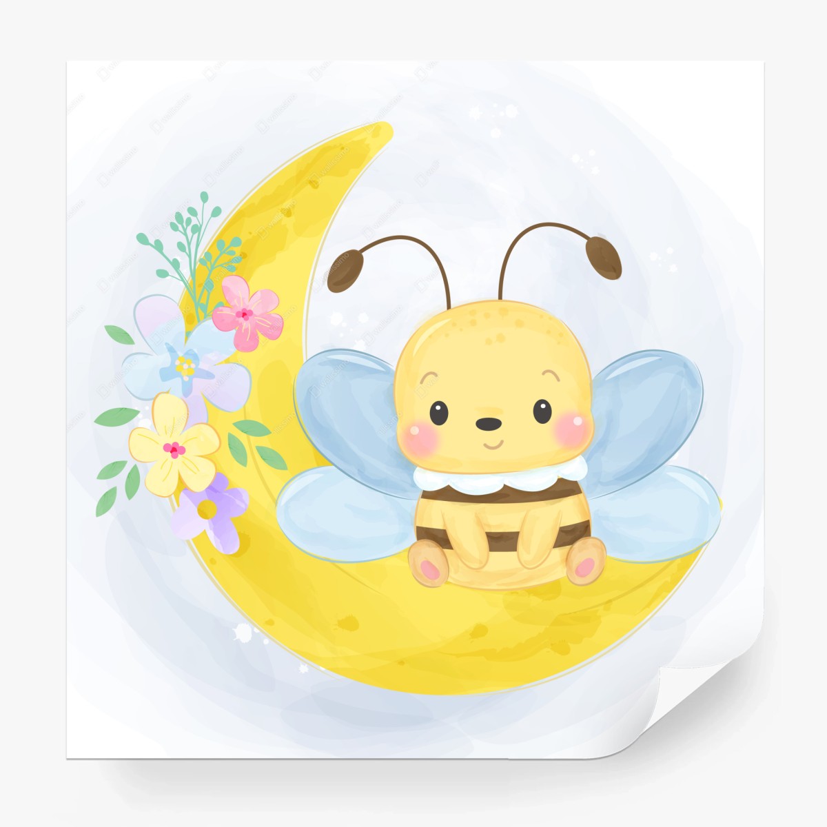 Carta da parati piccola ape sulla luna • Wallissimo®