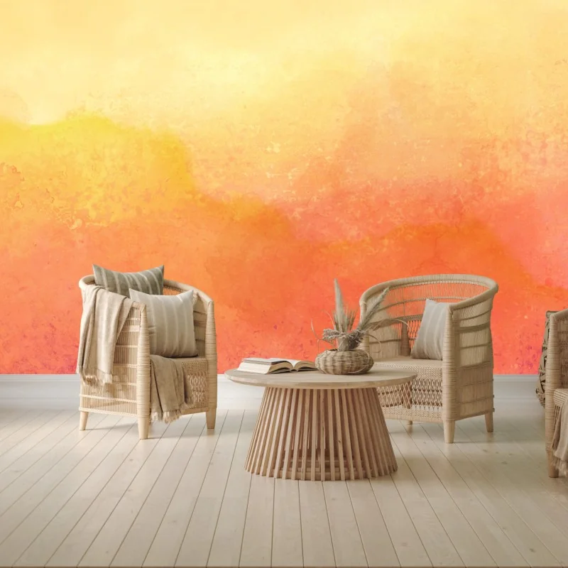 Carta da parati orizzonte acquerellato in toni caldi