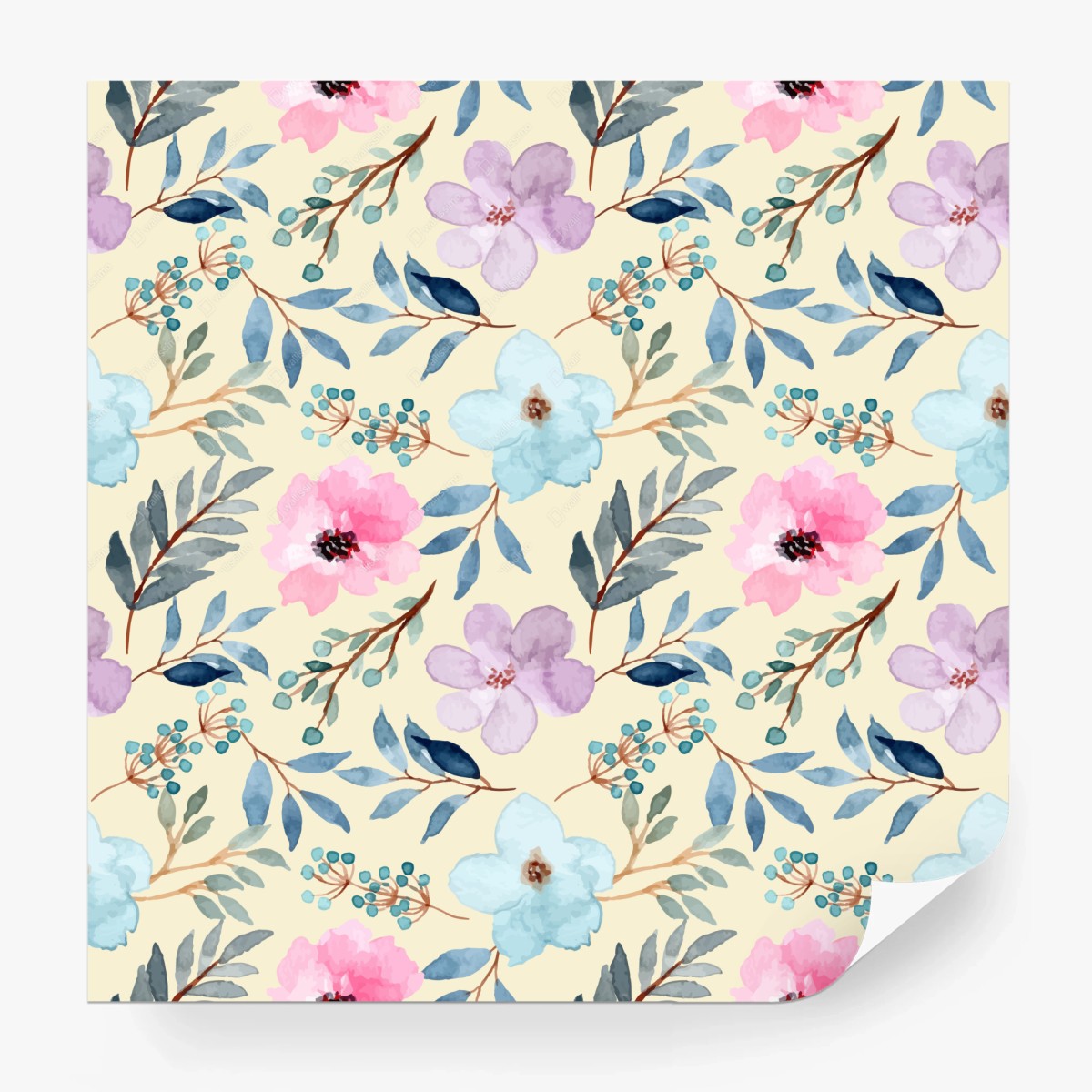 Carta da parati motivo floreale acquerellato in toni pastello • Wallissimo® Carta da parati motivo floreale acquerellato in toni pastello • Wallissimo®