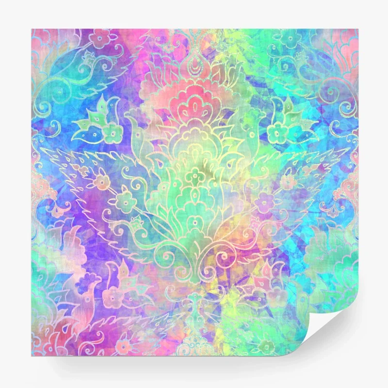 Carta da parati motivo ornamentale pastello in stile boho