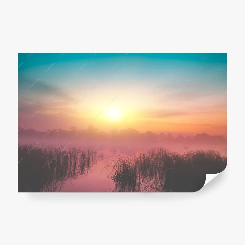 Carta da parati alba magica sul lago