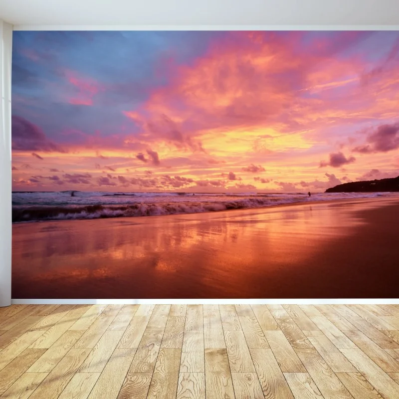 Carta da parati tramonto rosa sul mare