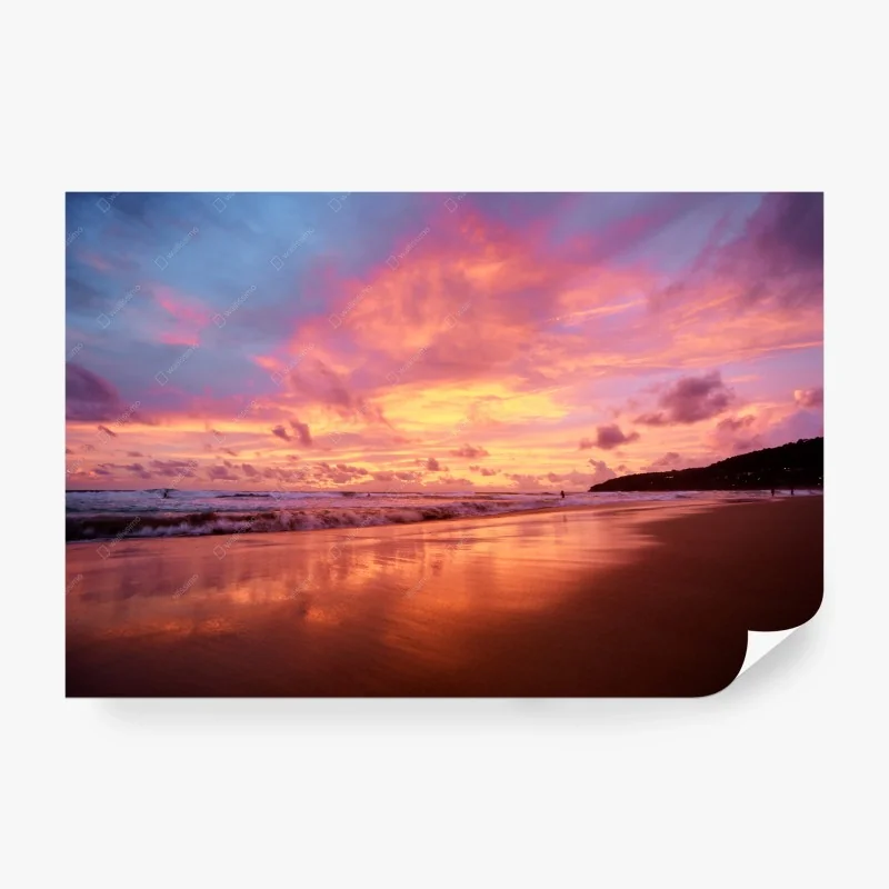 Carta da parati tramonto rosa sul mare