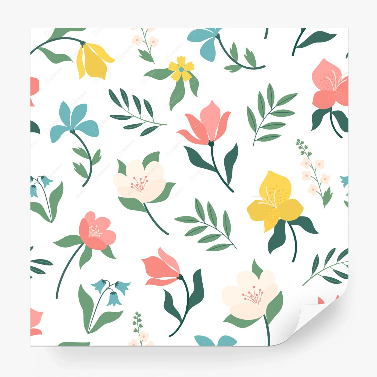 Carta da parati motivo floreale pastello per pareti • Wallissimo®