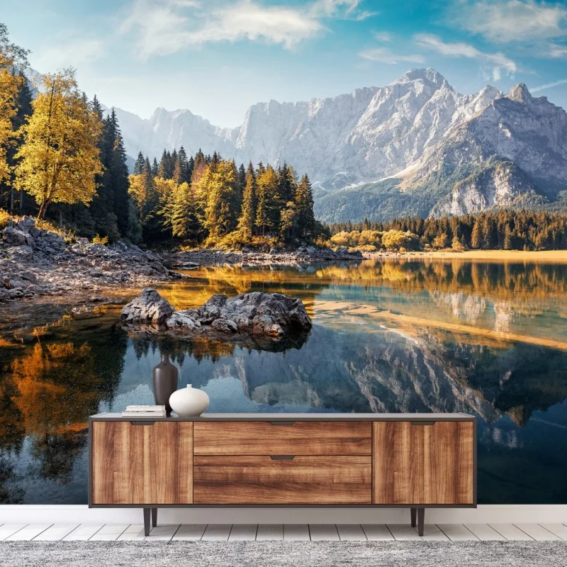 Carta da parati panorama autunnale sul Lago di Fusine