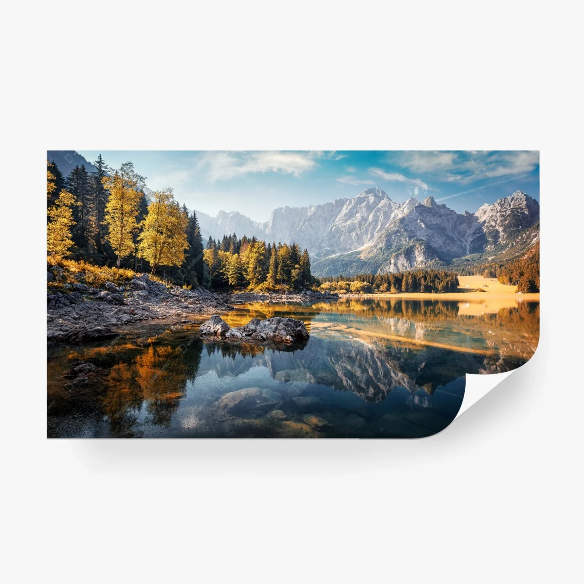 Carta da parati panorama autunnale sul Lago di Fusine • Wallissimo® Carta da parati panorama autunnale sul Lago di Fusine • Wallissimo®