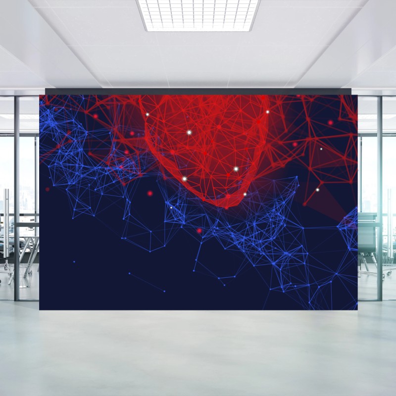 Carta da parati cuore digitale geometrico su sfondo scuro