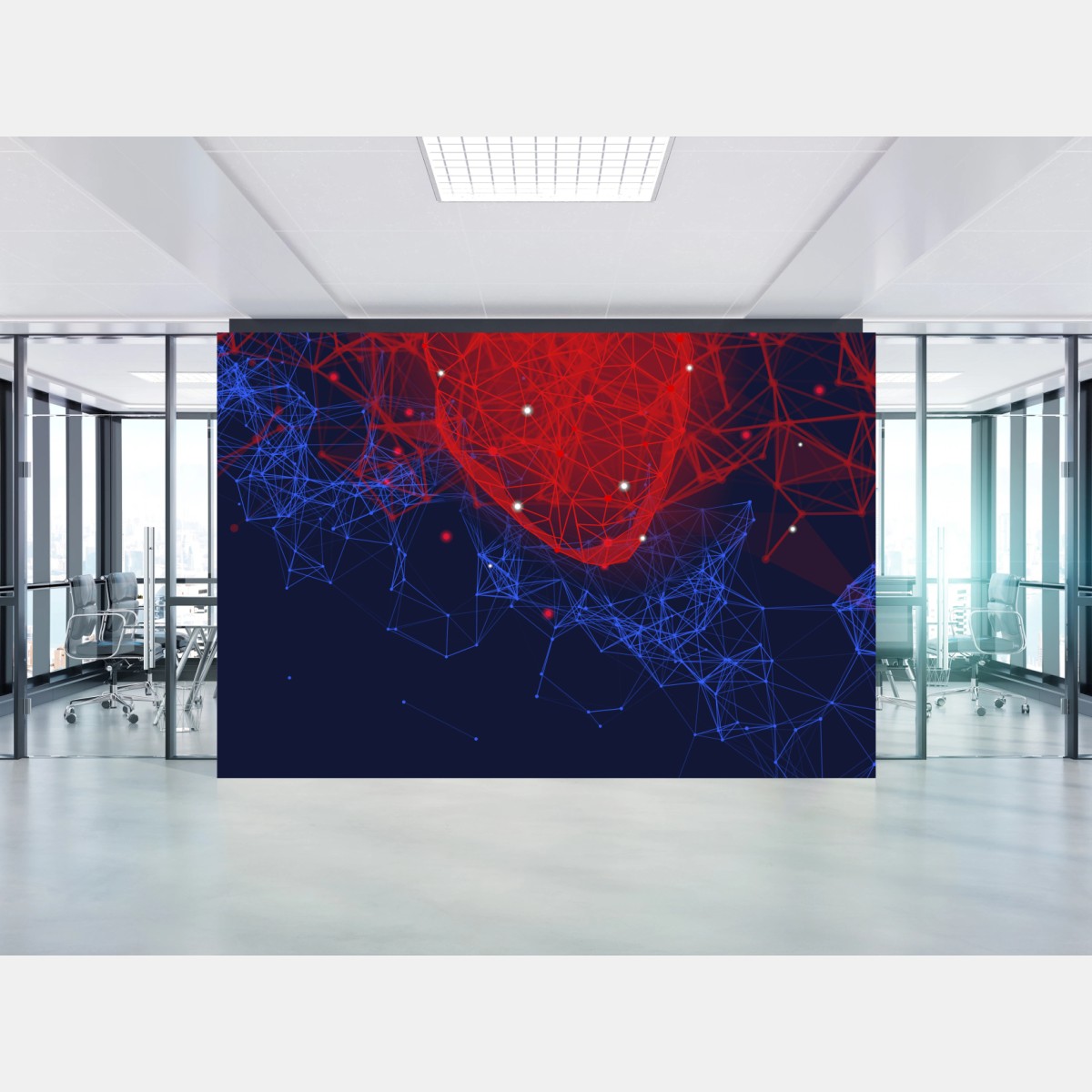 Carta da parati cuore digitale geometrico su sfondo scuro • Wallissimo®