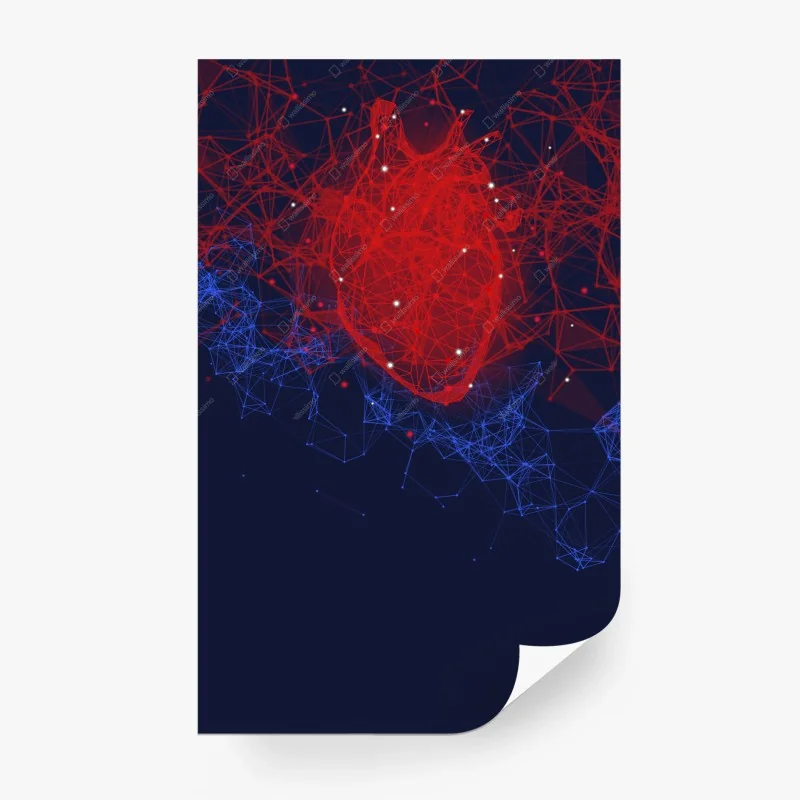 Carta da parati cuore digitale geometrico su sfondo scuro