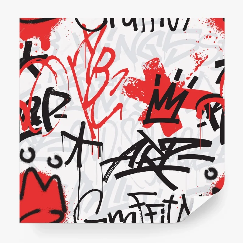 Carta da parati esplosione urbana graffiti rosso e nero