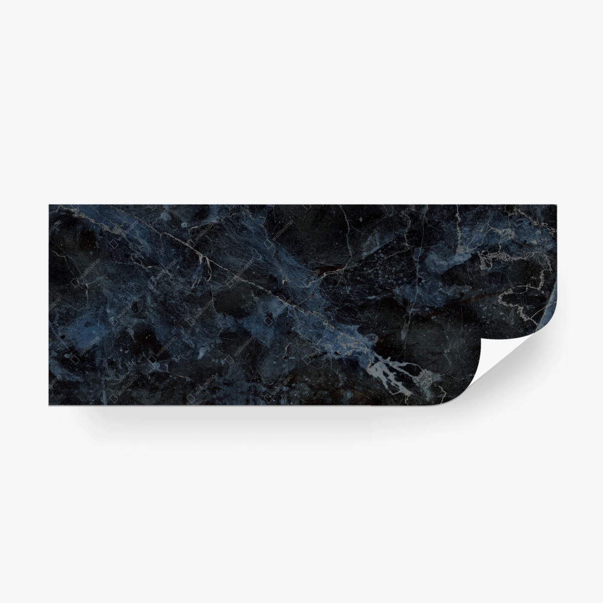 Carta da parati marmo nero venato con venature blu • Wallissimo®