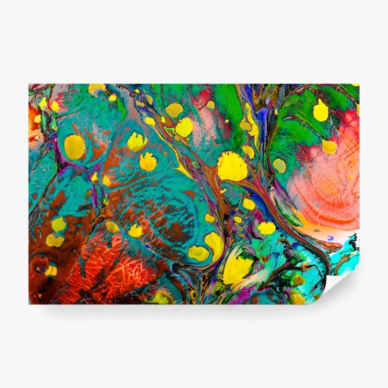 Carta da parati motivo marmorizzato psichedelico multicolore