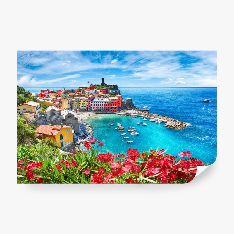 Carta da parati veduta panoramica di Vernazza sul mare