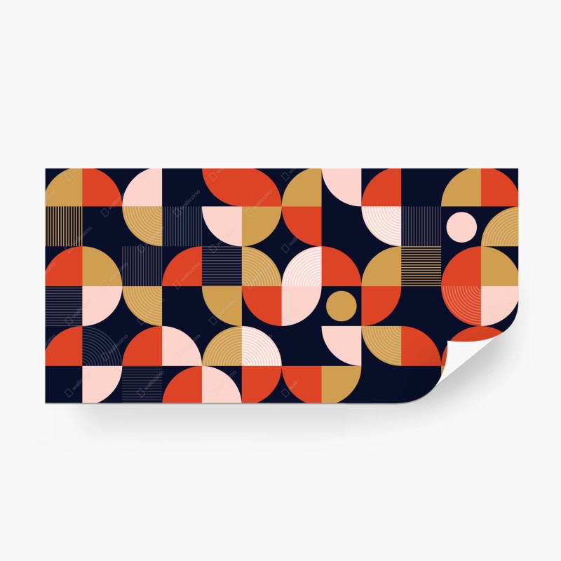 Carta da parati motivi geometrici retrò in palette calda • Wallissimo® Carta da parati motivi geometrici retrò in palette calda • Wallissimo®