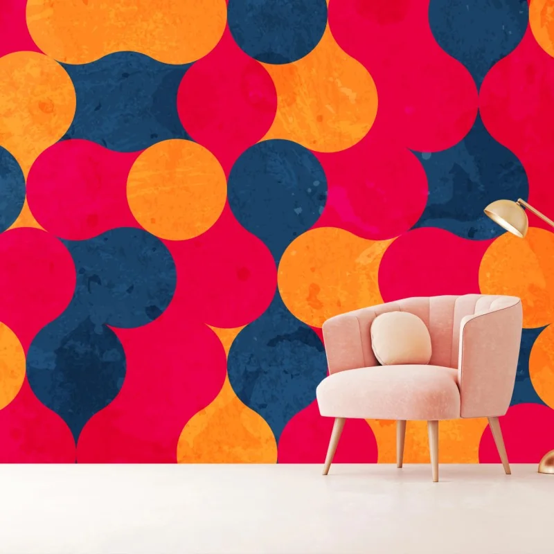 Carta da parati motivo geometrico pop dai colori vivaci