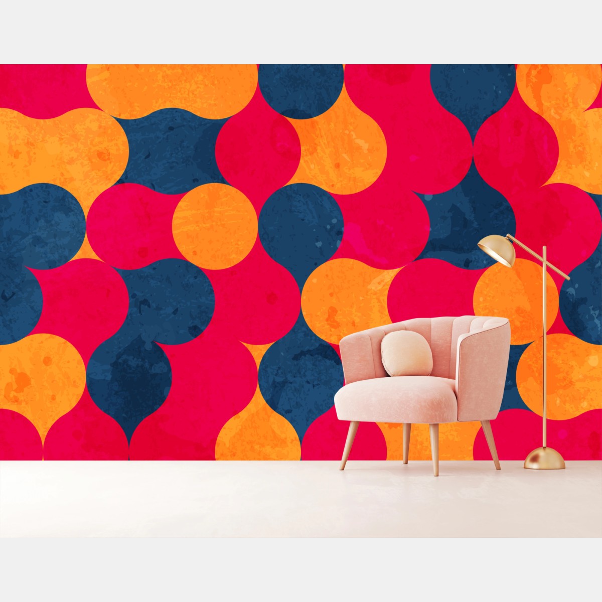 Carta da parati motivo geometrico pop dai colori vivaci • Wallissimo®