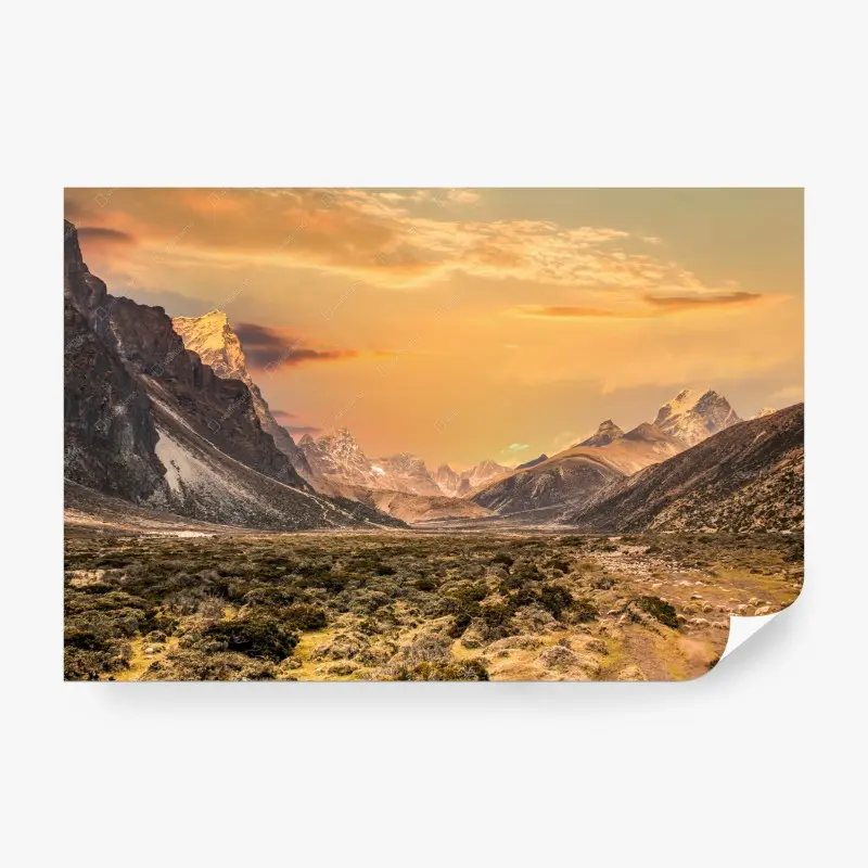 Carta da parati tramonto sulle montagne dell'Himalaya a Sagarmatha, Nepal