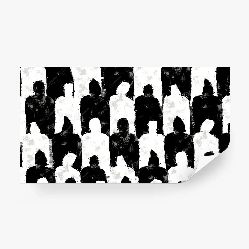 Carta da parati muro di sagome in bianco e nero