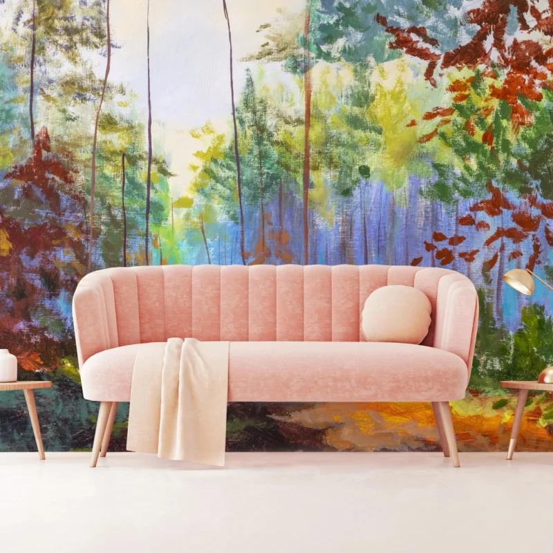 Carta da parati sentiero d'autunno nella foresta luminosa