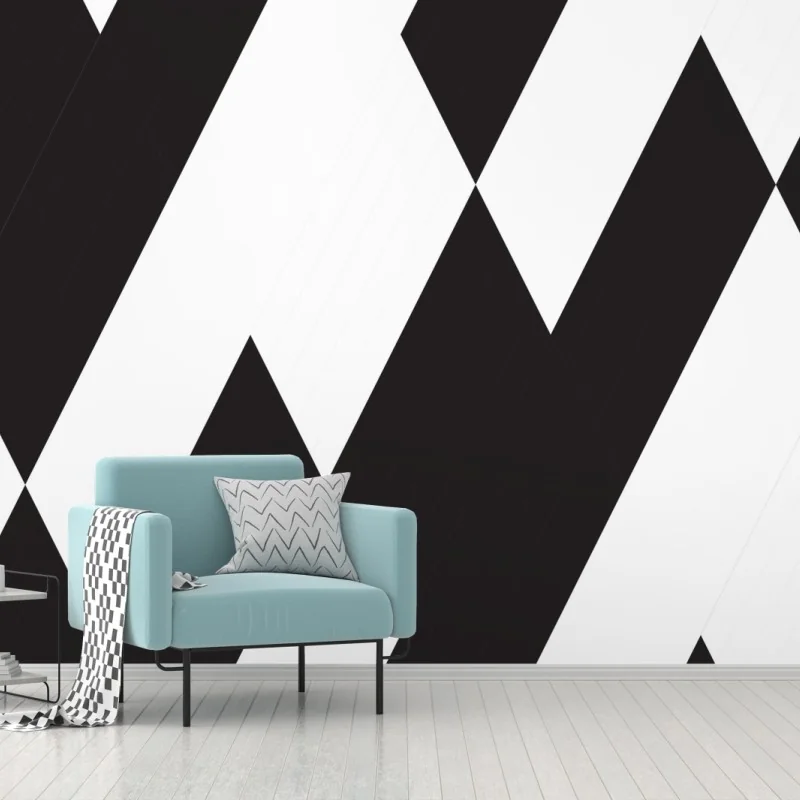 Carta da parati motivo geometrico ottico in bianco e nero