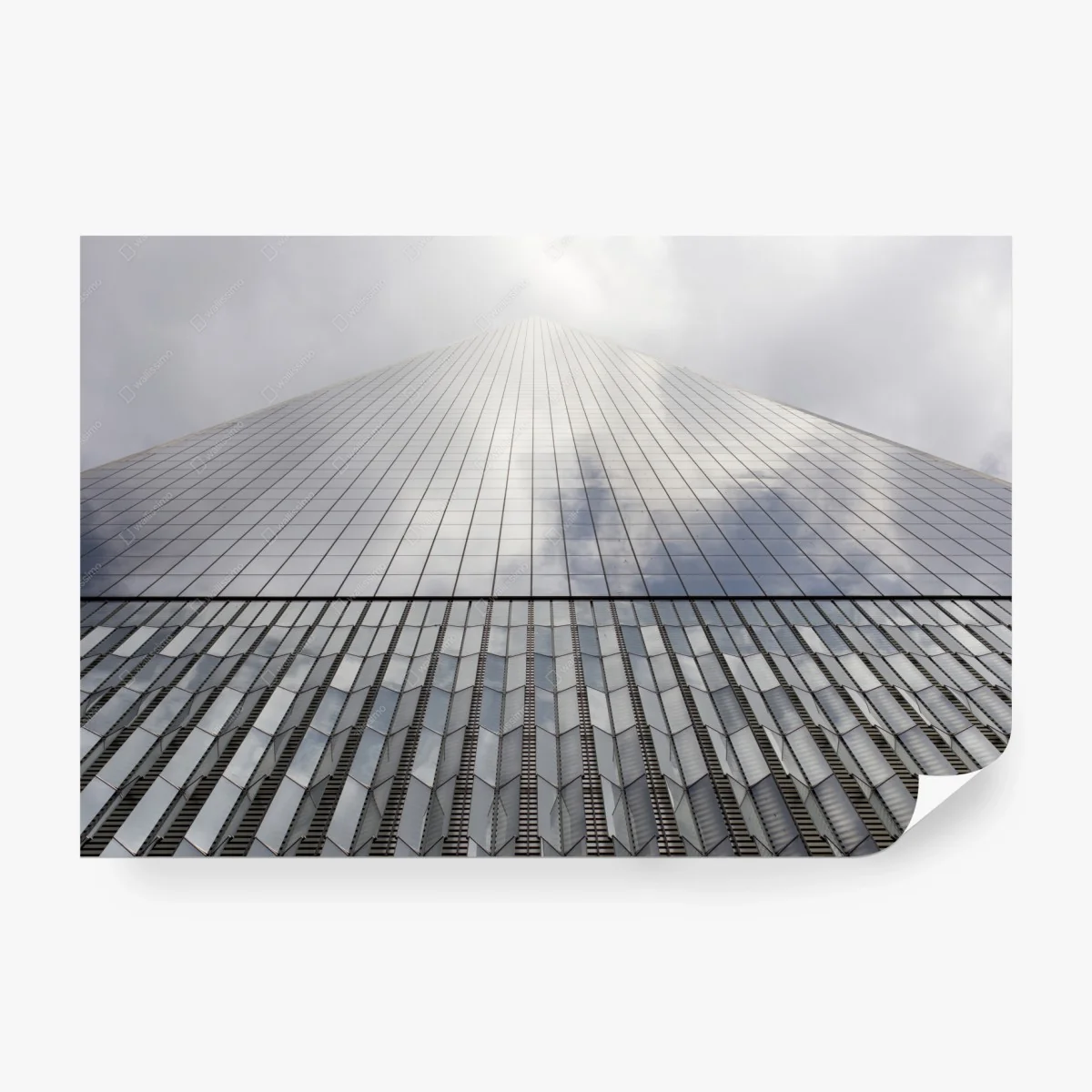 Carta da parati prospettiva verticale sulla facciata in vetro • Wallissimo® Carta da parati prospettiva verticale sulla facciata in vetro • Wallissimo®