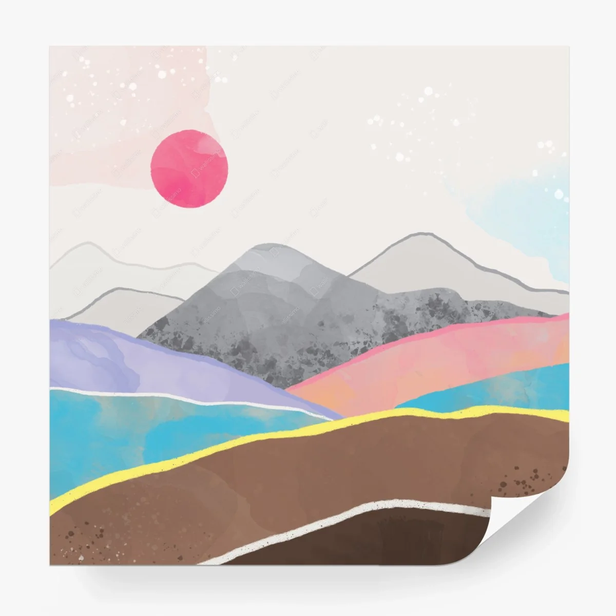 Carta da parati paesaggio astratto a tinte pastello • Wallissimo®