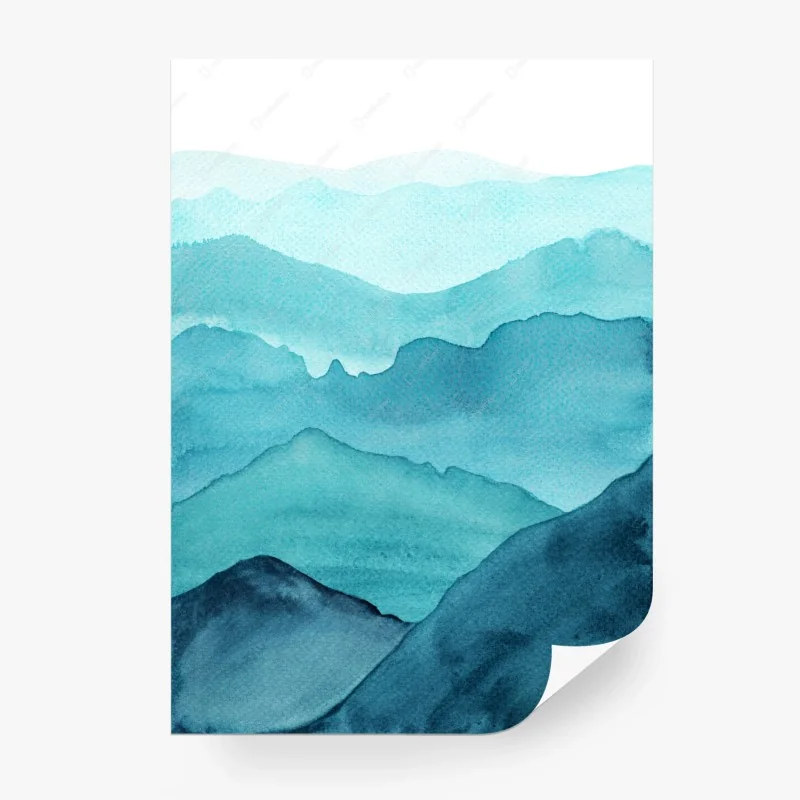 Carta da parati orizzonte di montagne acquerellate