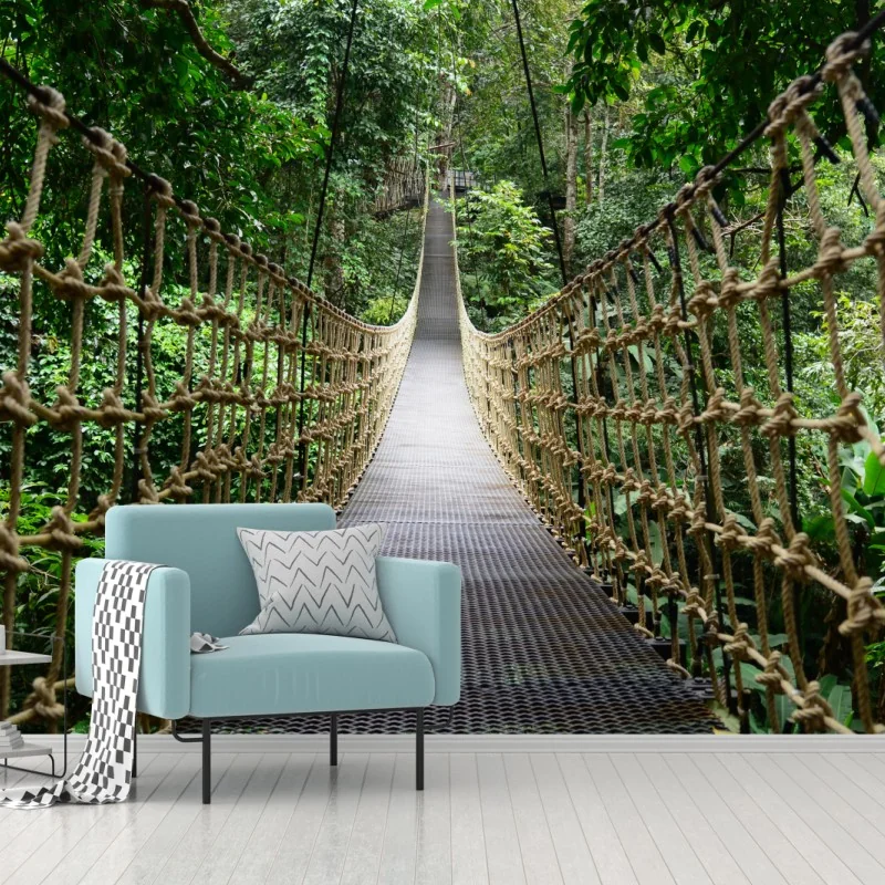 Carta da parati ponte sospeso nella giungla verde
