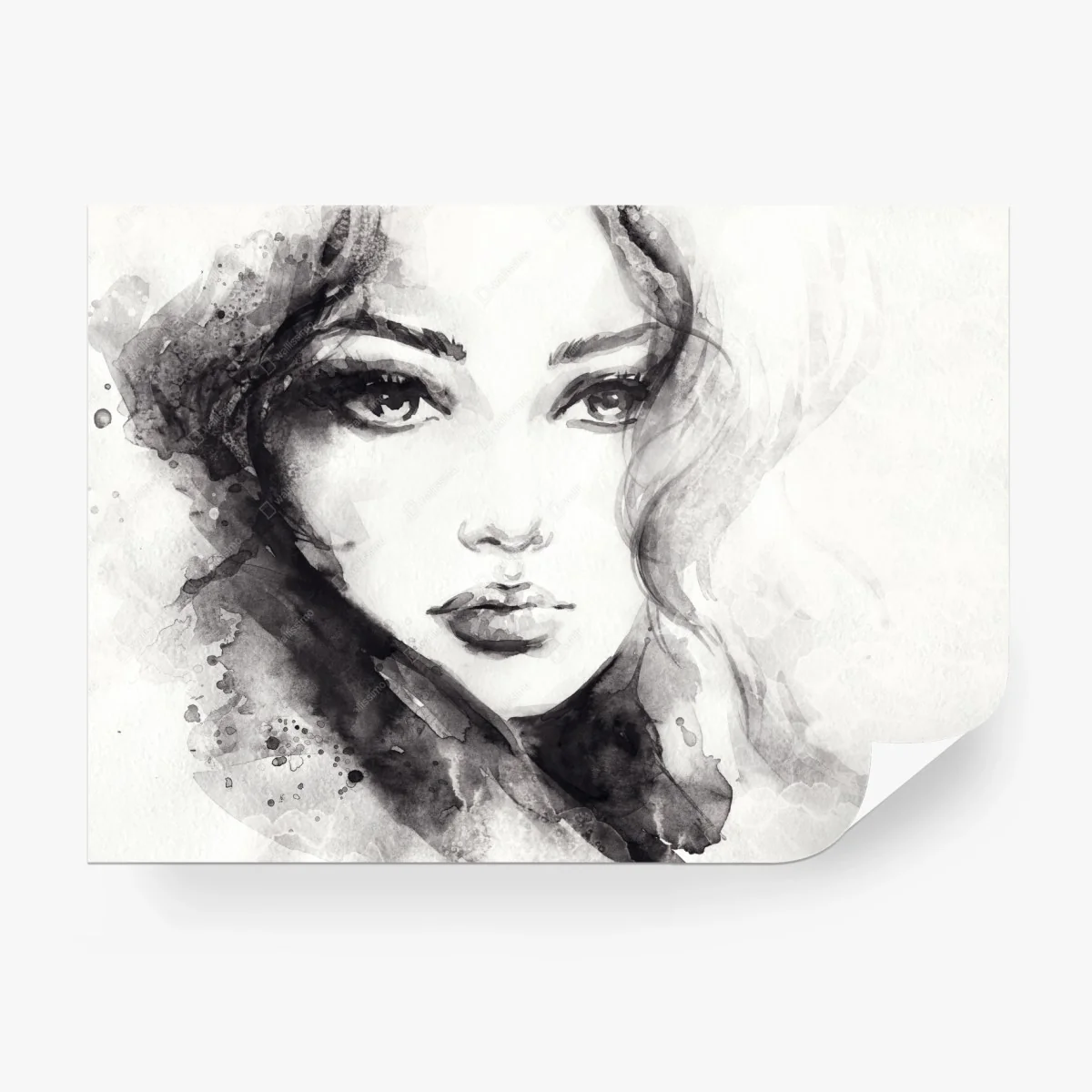 Carta da parati ritratto etereo in acquerello monocromatico • Wallissimo®