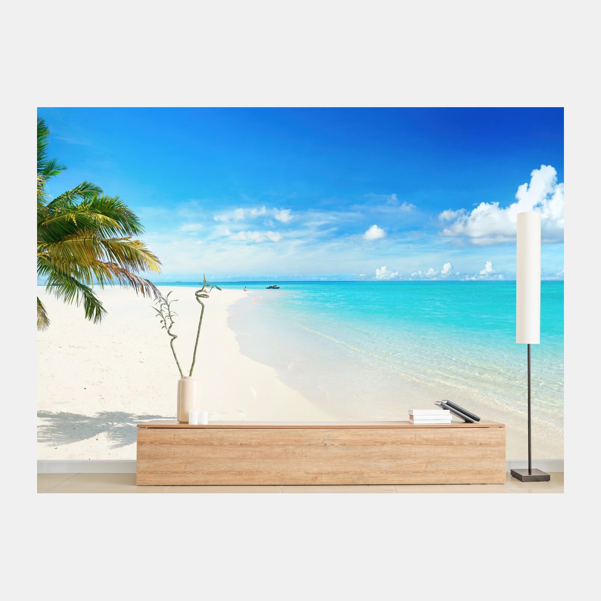 Carta da parati oasi tropicale spiaggia di sabbia bianca • Wallissimo® Carta da parati oasi tropicale spiaggia di sabbia bianca • Wallissimo®