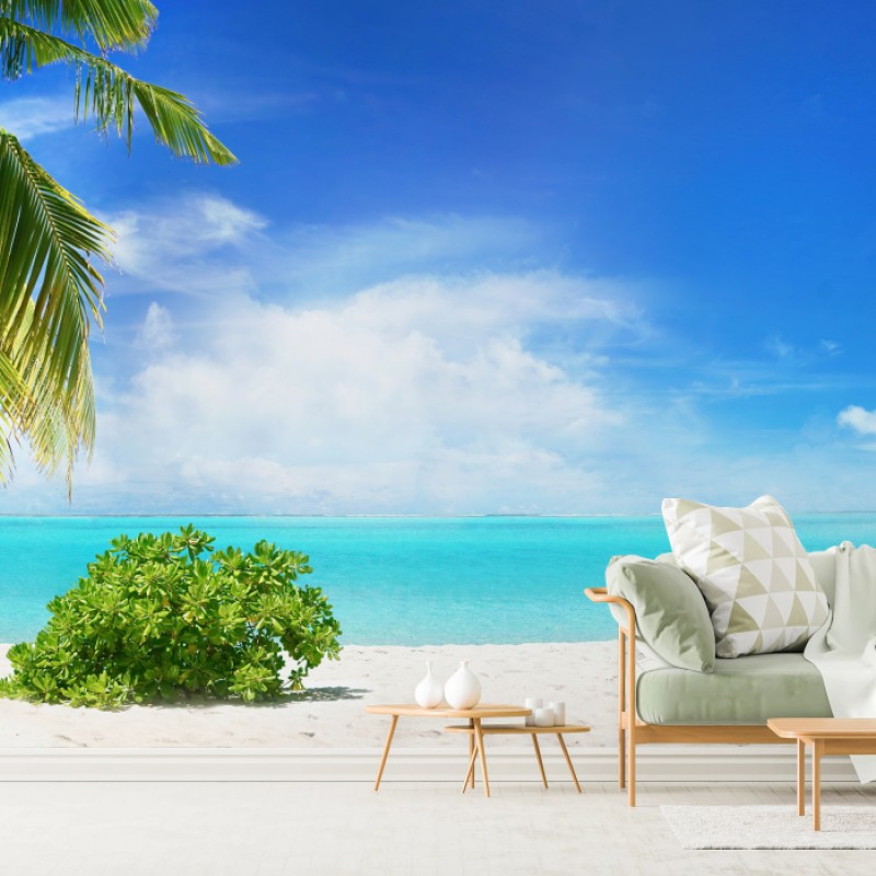 Carta da parati spiaggia tropicale delle Maldive