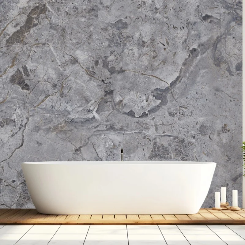 Carta da parati effetto marmo grigio venato per pareti