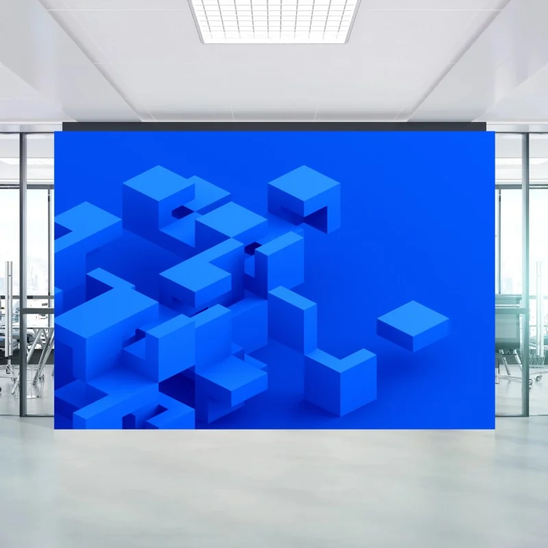 Carta da parati astrazione geometrica blu isometrica