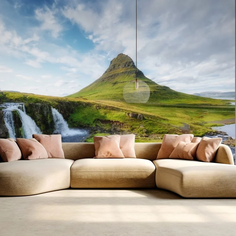 Carta da parati paesaggio iconico di Kirkjufell, Islanda