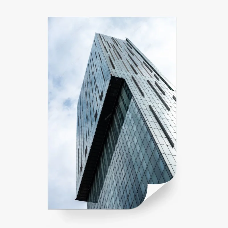 Carta da parati prospettiva urbana del grattacielo di vetro