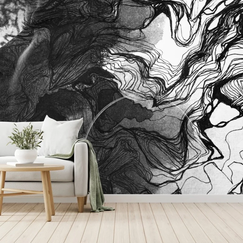 Carta da parati profilo inchiostrato: silhouette astratta