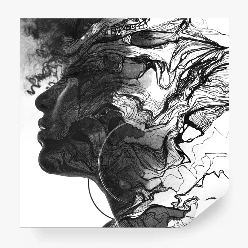 Carta da parati profilo inchiostrato: silhouette astratta