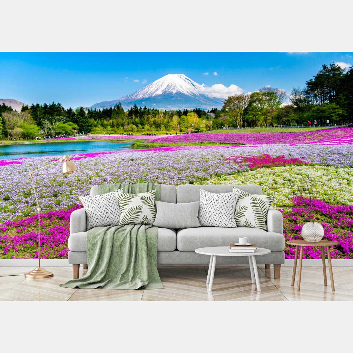 Carta da parati panorama fiorito con Monte Fuji sullo sfondo • Wallissimo® Carta da parati panorama fiorito con Monte Fuji sullo sfondo • Wallissimo®