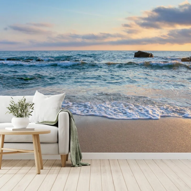 Carta da parati alba dorata sulla spiaggia