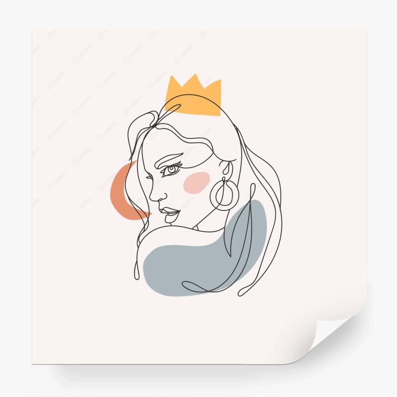 Carta da parati ritratto minimalista di donna con corona