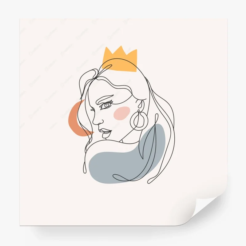 Carta da parati ritratto minimalista di donna con corona