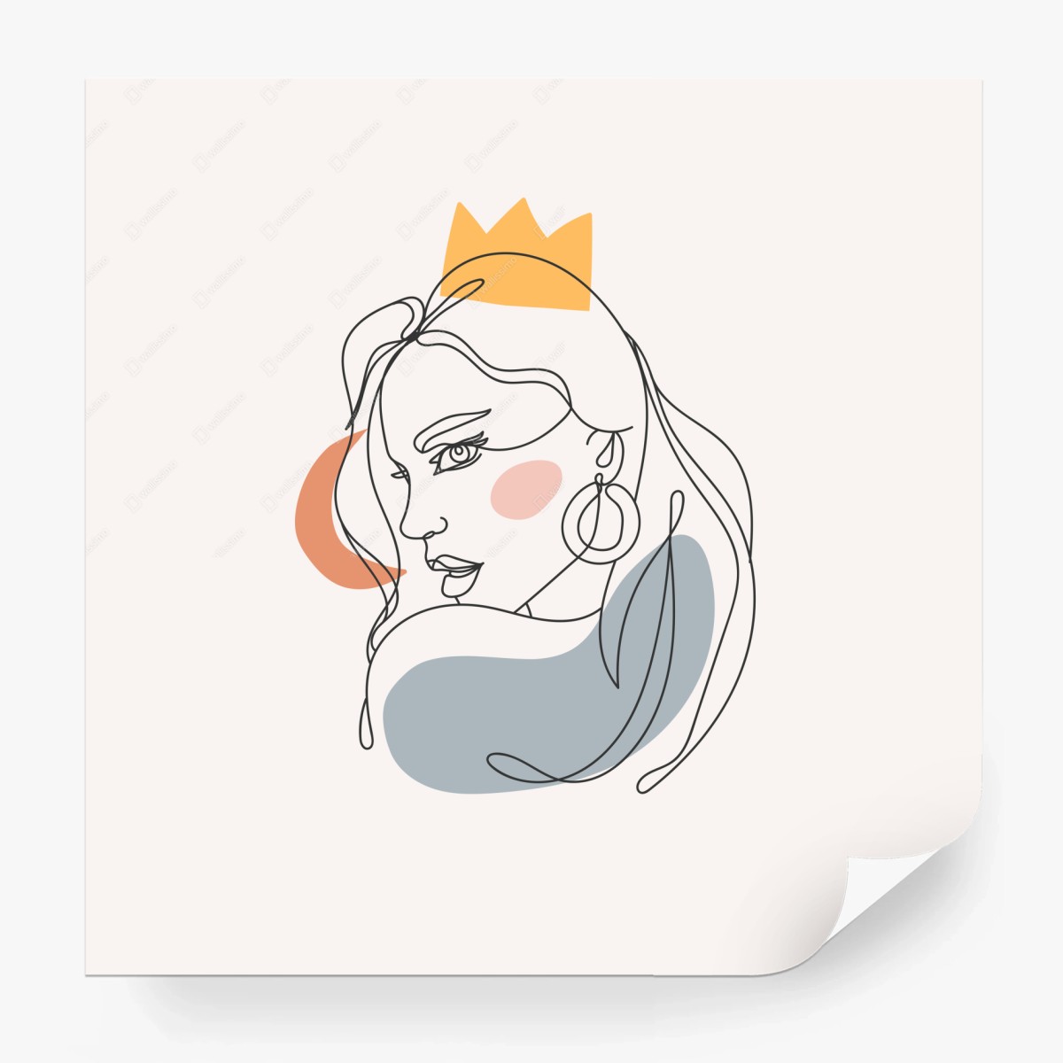 Carta da parati ritratto minimalista di donna con corona • Wallissimo®