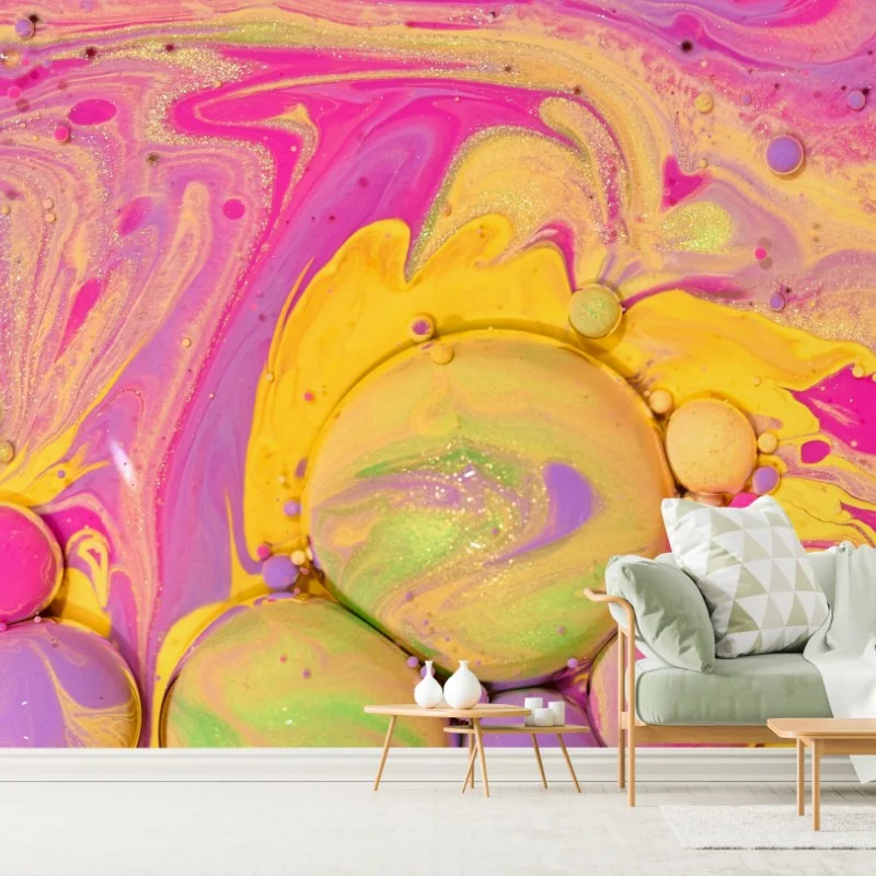 Carta da parati bolle acriliche astratte multicolore