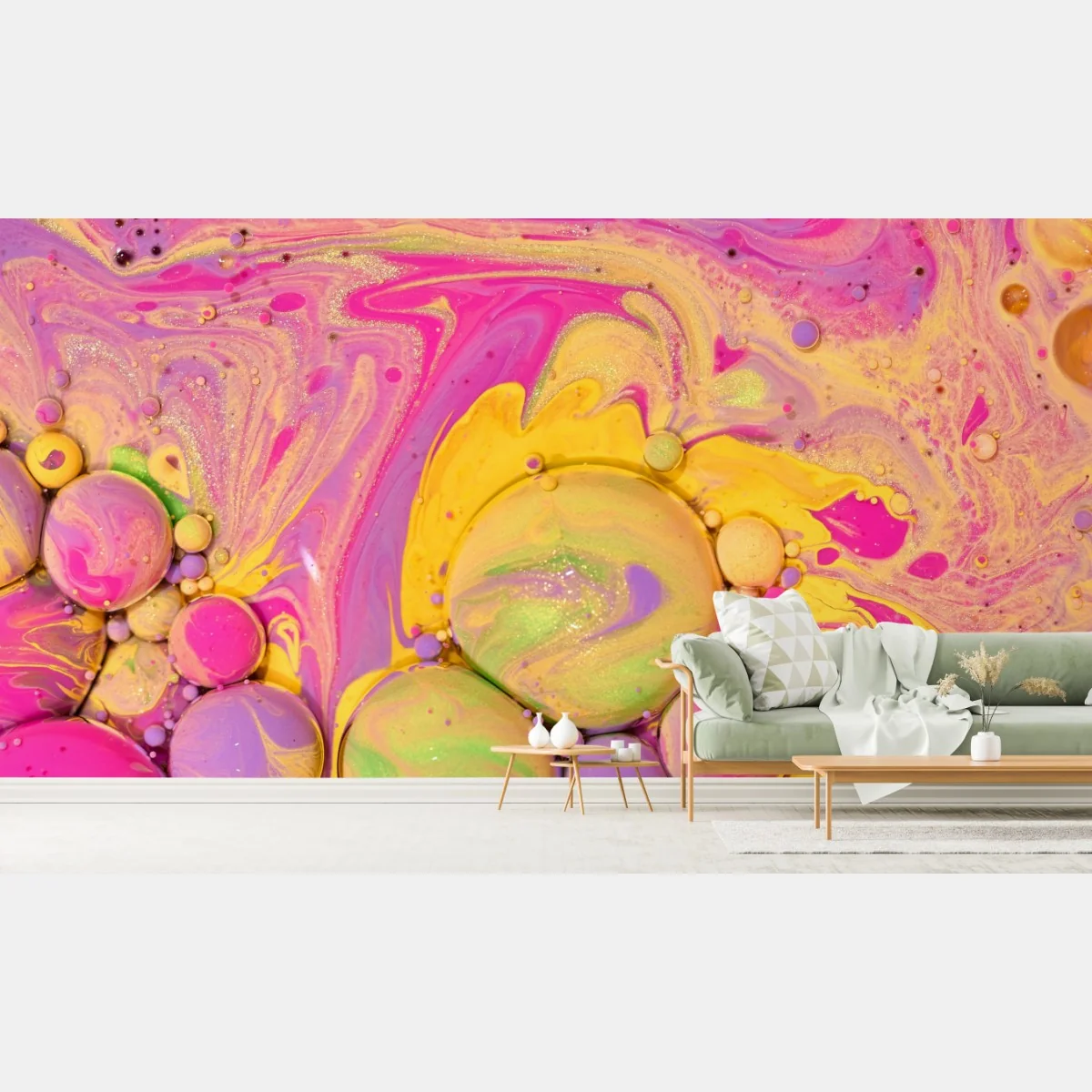 Carta da parati bolle acriliche astratte multicolore • Wallissimo® Carta da parati bolle acriliche astratte multicolore • Wallissimo®