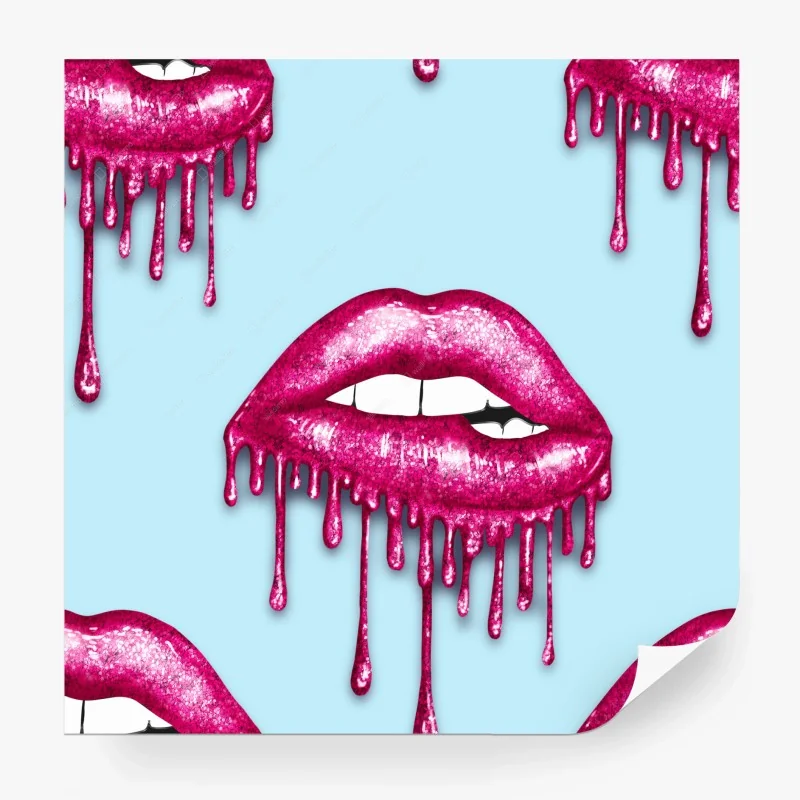 Carta da parati labbra fucsia scintillanti che gocciolano