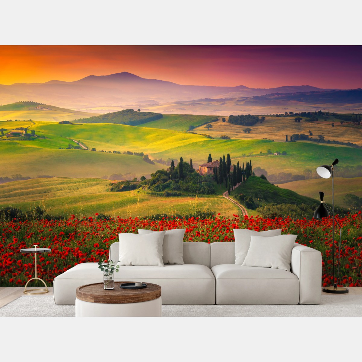 Carta da parati paesaggio della Toscana al tramonto • Wallissimo® Carta da parati paesaggio della Toscana al tramonto • Wallissimo®