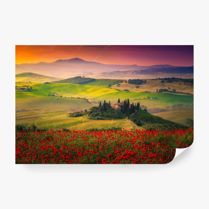 Carta da parati paesaggio della Toscana al tramonto